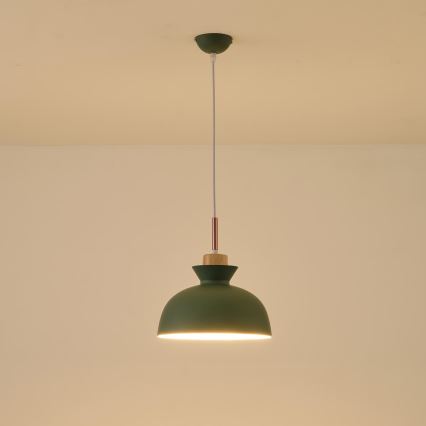 Luster na sajli SIMPLO 1xE27/15W/230V zelena pr. 28 cm
