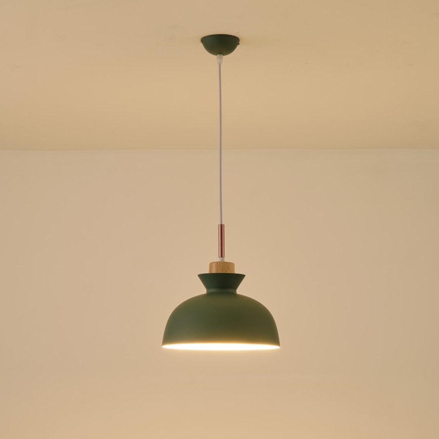 Luster na sajli SIMPLO 1xE27/15W/230V zelena pr. 28 cm
