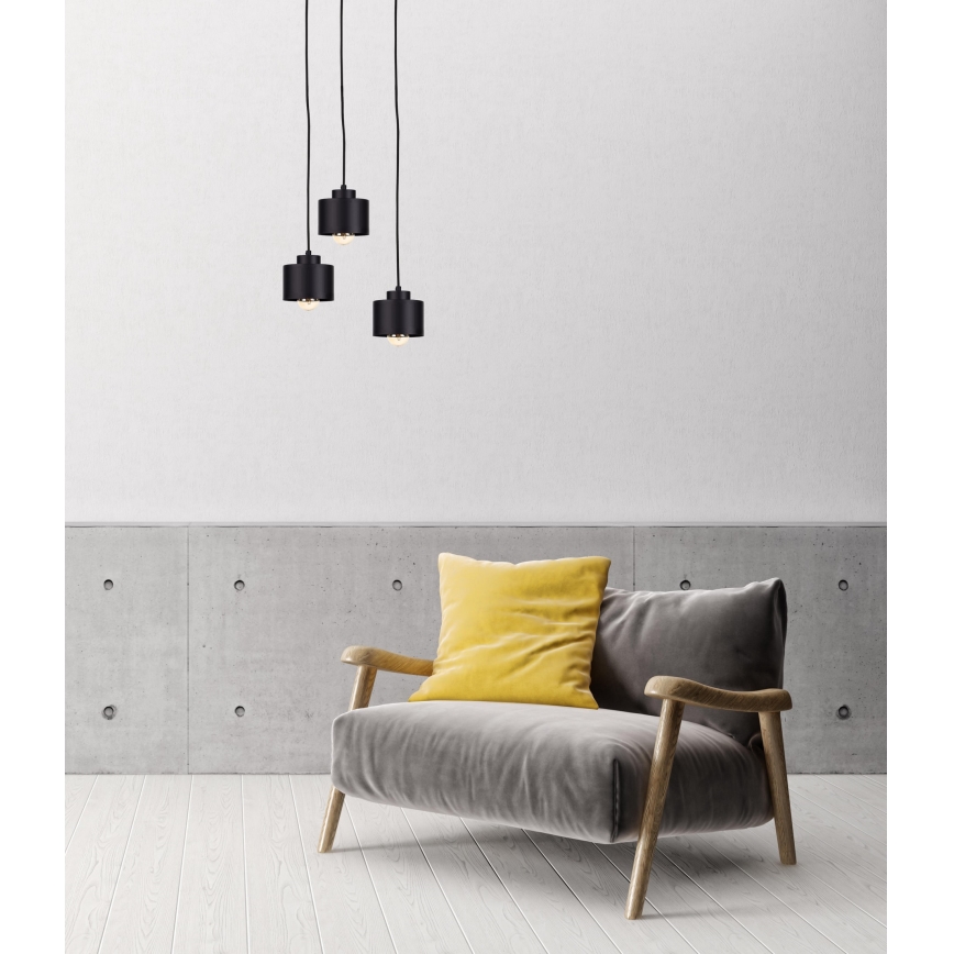 Luster na sajli SIMPLY BLACK 3xE27/60W/230V pr. 32 cm