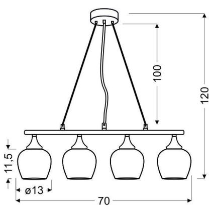 Luster na sajli SIRIUS 4xE27/60W/230V