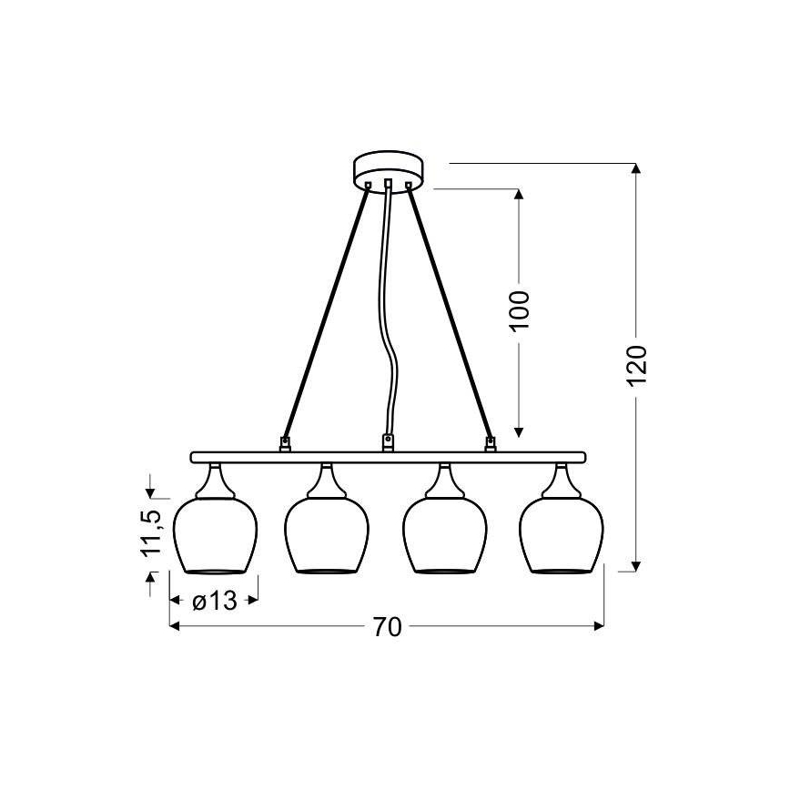 Luster na sajli SIRIUS 4xE27/60W/230V
