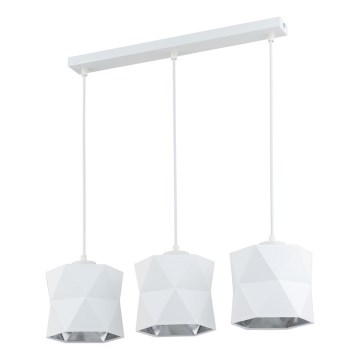 Luster na sajli SIRO 3xE27/15W/230V bela/srebrno