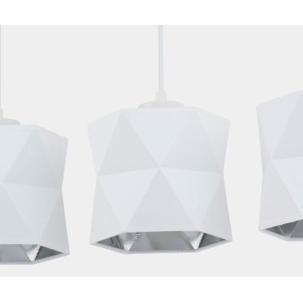 Luster na sajli SIRO 3xE27/15W/230V bela/srebrno