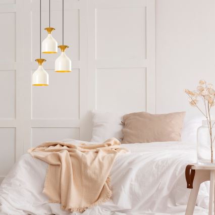 Luster na sajli SIVANI 3xE27/40W/230V bela/bakarna