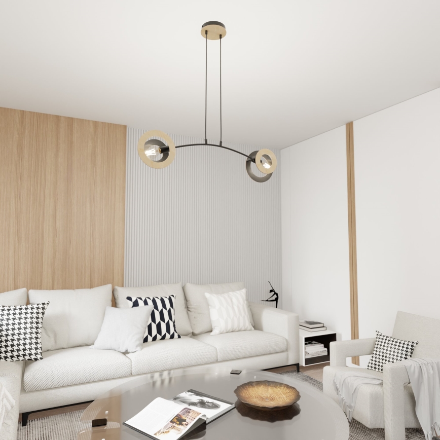Luster na sajli SKIVA 2xE27/15W/230V crno/bež