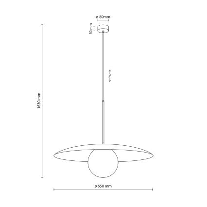 Luster na sajli SLATE 1xE27/15W/230V pr. 65 cm crno
