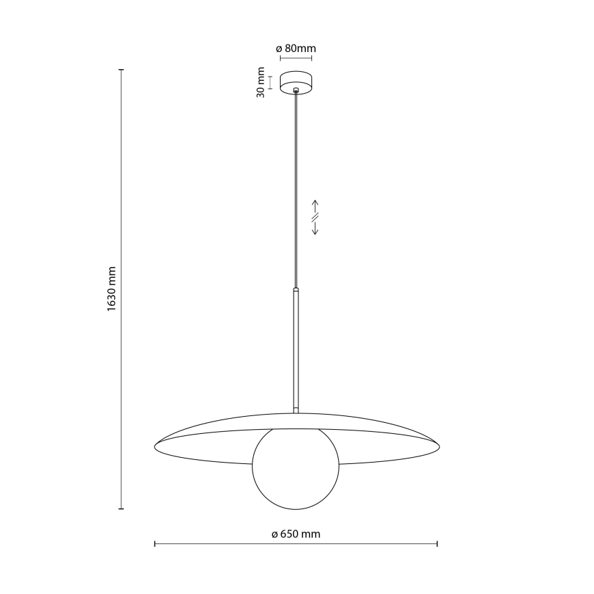 Luster na sajli SLATE 1xE27/15W/230V pr. 65 cm crno