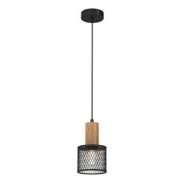 Luster na sajli SOBRESA 1xE27/60W/230V crno/drvo