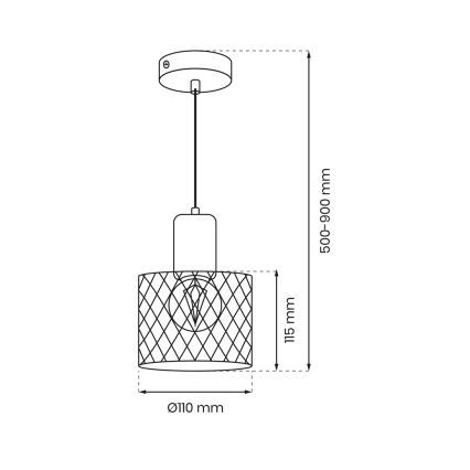 Luster na sajli SOBRESA 1xE27/60W/230V crno/drvo