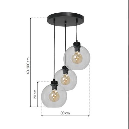 Luster na sajli SOFIA 3xE27/60W/230V proziran