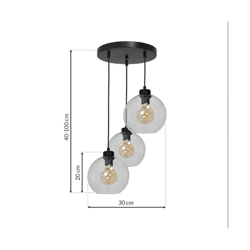 Luster na sajli SOFIA 3xE27/60W/230V proziran