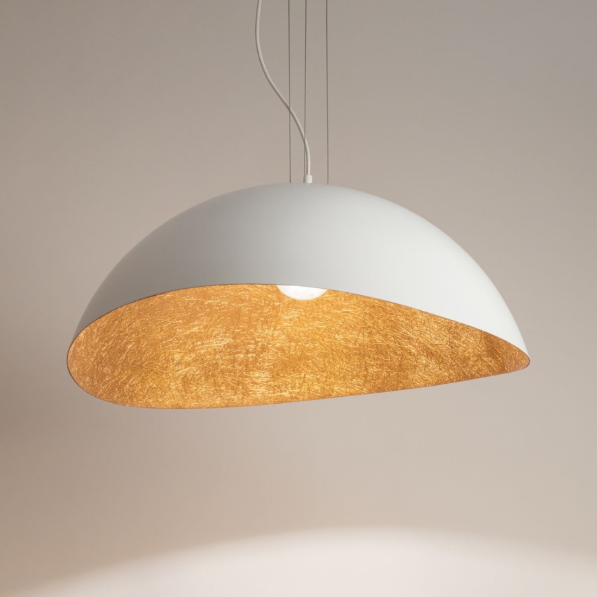 Luster na sajli SOLARIS 1xE27/60W/230V pr. 48 cm bela/bakrena