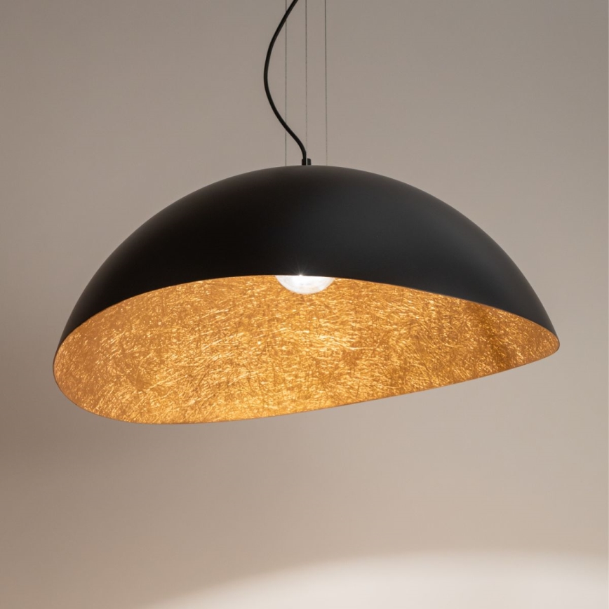Luster na sajli SOLARIS 1xE27/60W/230V pr. 48 cm crno/bakrena