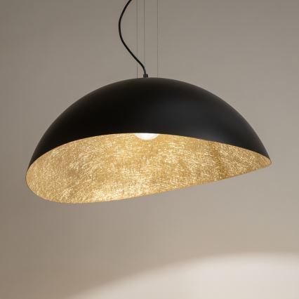 Luster na sajli SOLARIS 1xE27/60W/230V pr. 48 cm crno/zlatna