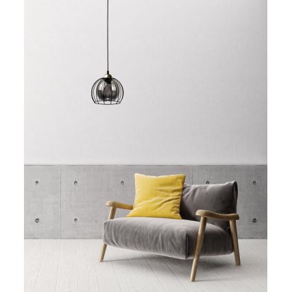 Luster na sajli SOLO BLACK 1xE27/60W230V crno/zlatna