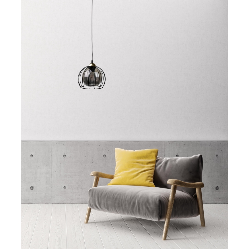 Luster na sajli SOLO BLACK 1xE27/60W230V crno/zlatna