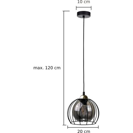 Luster na sajli SOLO BLACK 1xE27/60W230V crno/zlatna