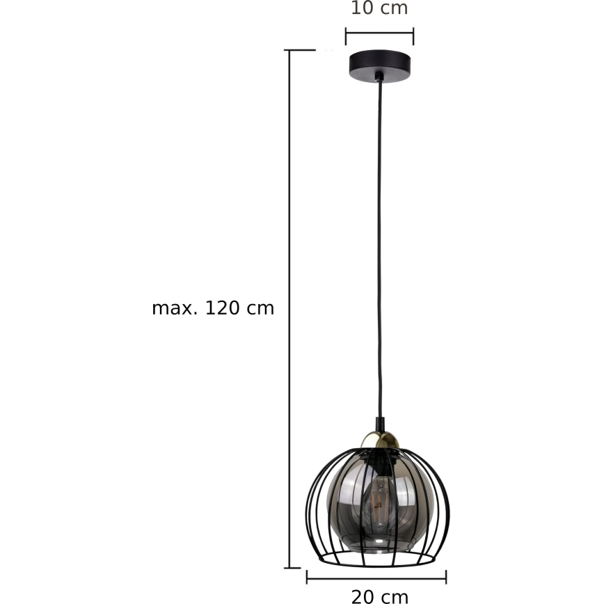 Luster na sajli SOLO BLACK 1xE27/60W230V crno/zlatna