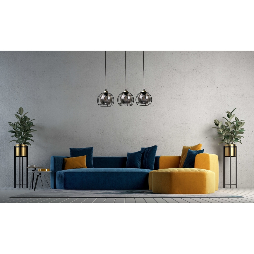 Luster na sajli SOLO BLACK 3xE27/60W/230V crno/zlatna