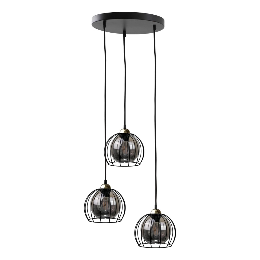 Luster na sajli SOLO BLACK 3xE27/60W/230V crno/zlatna