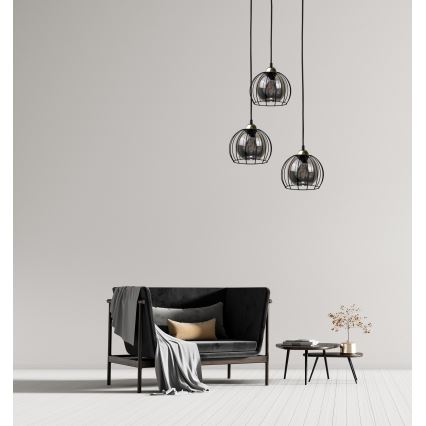 Luster na sajli SOLO BLACK 3xE27/60W/230V crno/zlatna