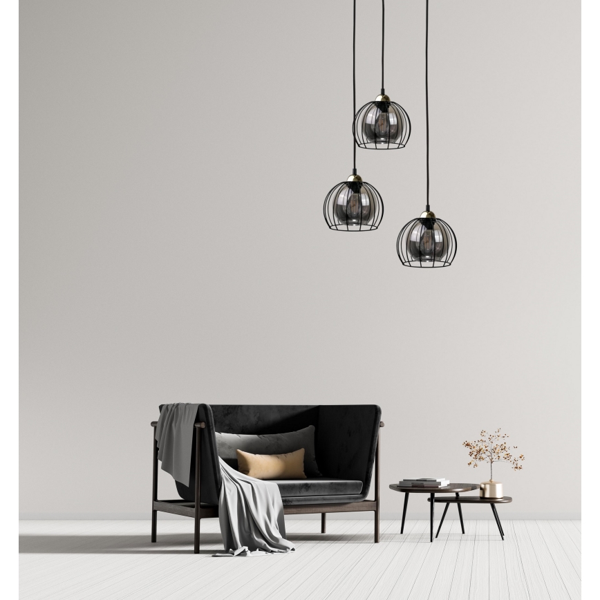 Luster na sajli SOLO BLACK 3xE27/60W/230V crno/zlatna
