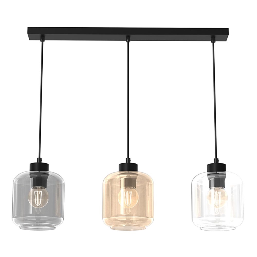Luster na sajli SOMBRA 3xE27/60W/230V sivo/bež/prozirna