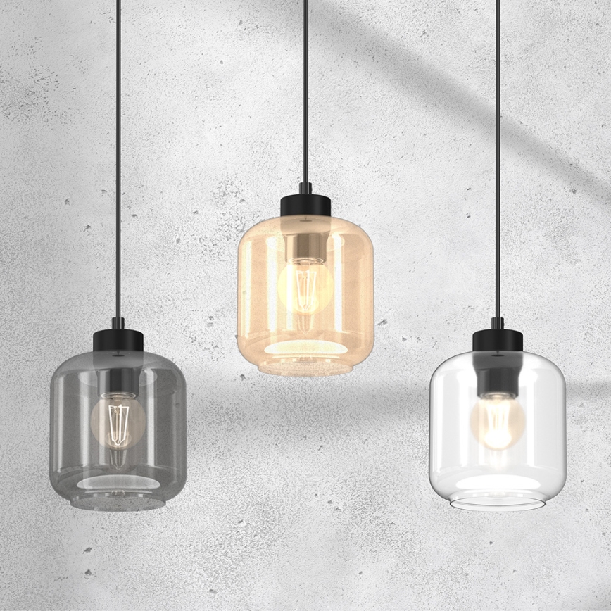 Luster na sajli SOMBRA 3xE27/60W/230V sivo/bež/prozirna