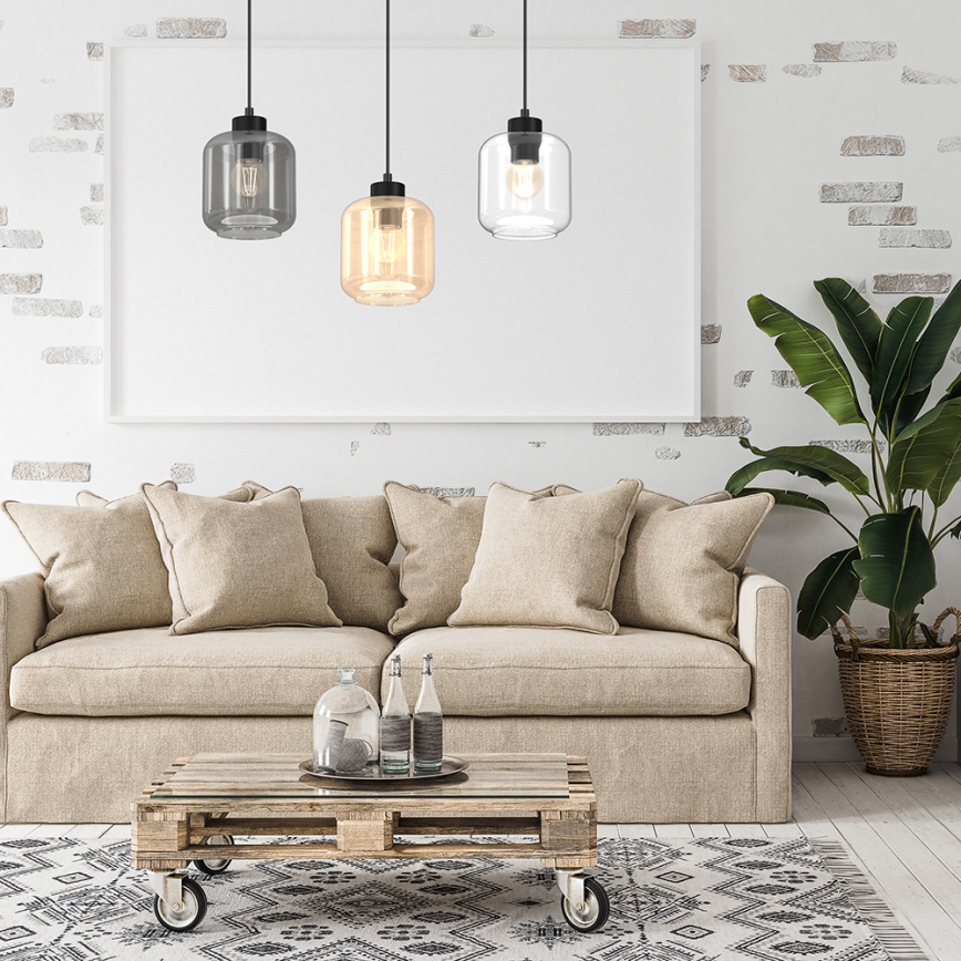 Luster na sajli SOMBRA 3xE27/60W/230V sivo/bež/prozirna