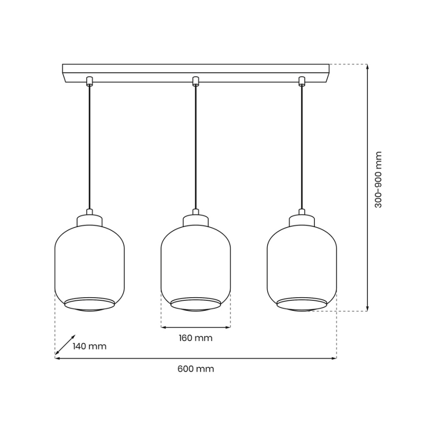 Luster na sajli SOMBRA 3xE27/60W/230V sivo/bež/prozirna