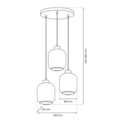 Luster na sajli SOMBRA 3xE27/60W/230V sivo
