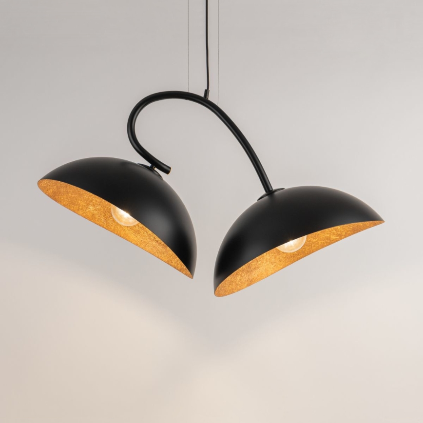 Luster na sajli SPACE 2xE27/60W/230V crno/bakrena