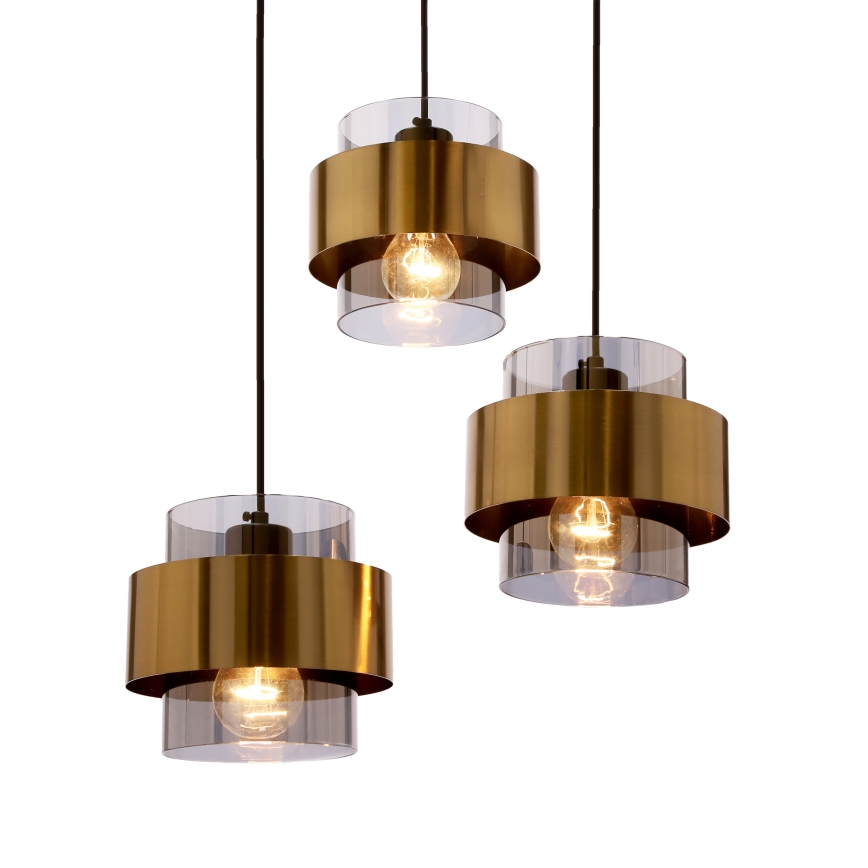 Luster na sajli SPIEGA 3xE27/60W/230V zlatna/crno