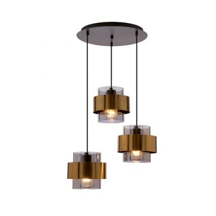 Luster na sajli SPIEGA 3xE27/60W/230V zlatna/crno