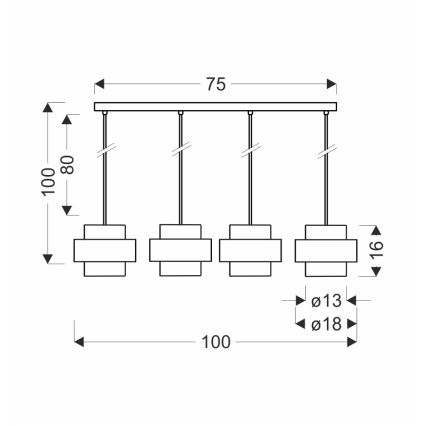 Luster na sajli SPIEGA 4xE27/60W/230V zlatna/crna