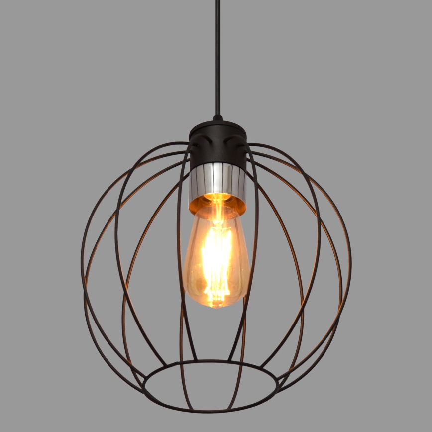 Luster na sajli STARLIGHT 1xE27/15W/230V crna/srebrna