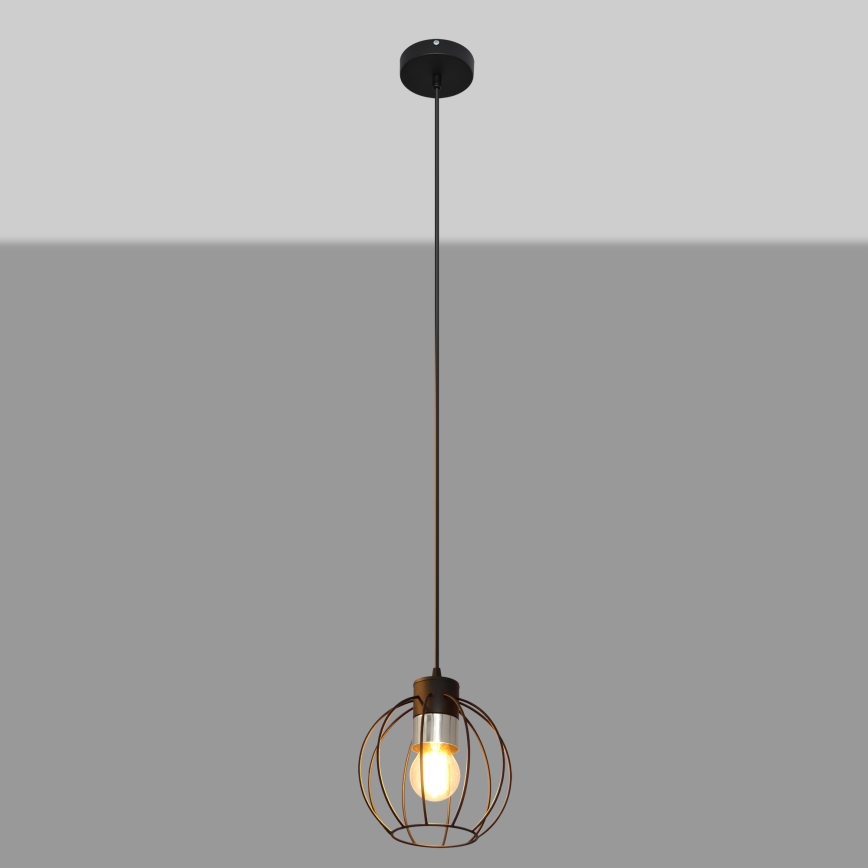 Luster na sajli STARLIGHT 1xE27/15W/230V crno/srebrno