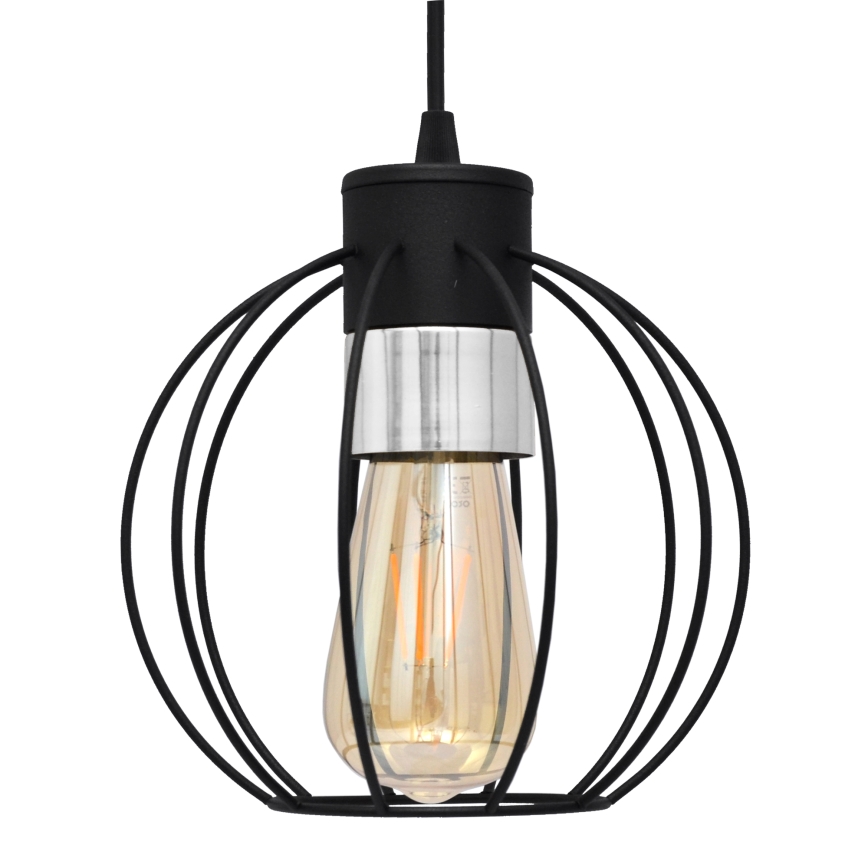 Luster na sajli STARLIGHT 1xE27/15W/230V crno/srebrno