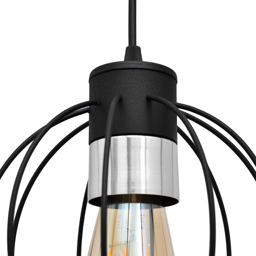 Luster na sajli STARLIGHT 1xE27/15W/230V crno/srebrno