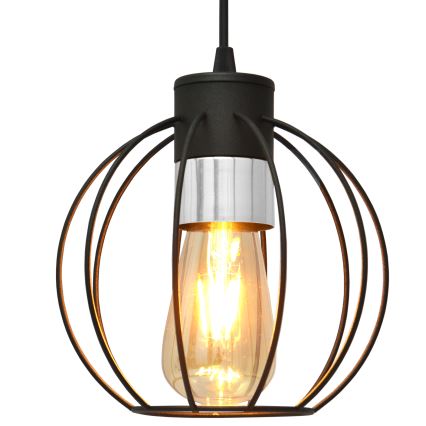 Luster na sajli STARLIGHT 1xE27/15W/230V crno/srebrno