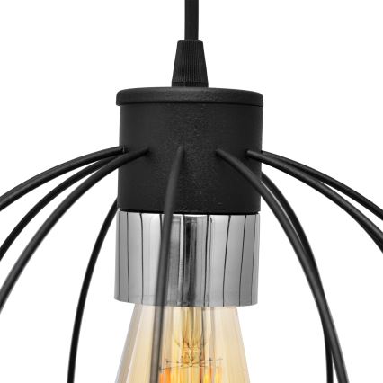 Luster na sajli STARLIGHT 1xE27/15W/230V crno/stříbná