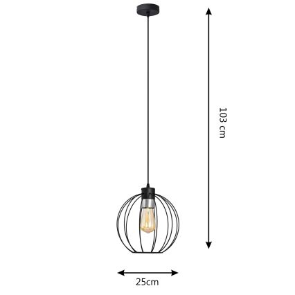 Luster na sajli STARLIGHT 1xE27/15W/230V crno/stříbná