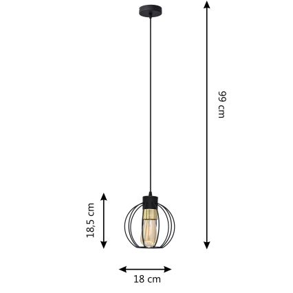 Luster na sajli STARLIGHT 1xE27/15W/230V crno/zlatna