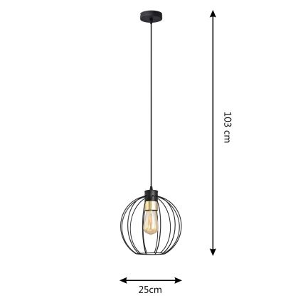 Luster na sajli STARLIGHT 1xE27/15W/230V crno/zlatna