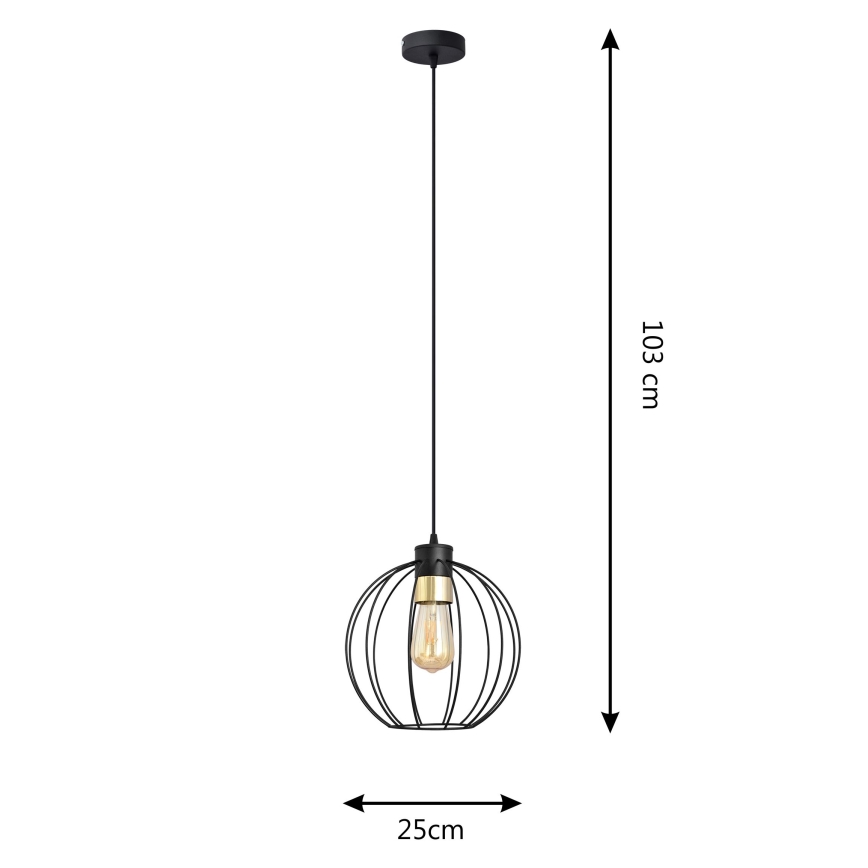 Luster na sajli STARLIGHT 1xE27/15W/230V crno/zlatna