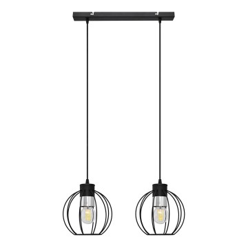 Luster na sajli STARLIGHT 2xE27/15W/230V crno/srebrno