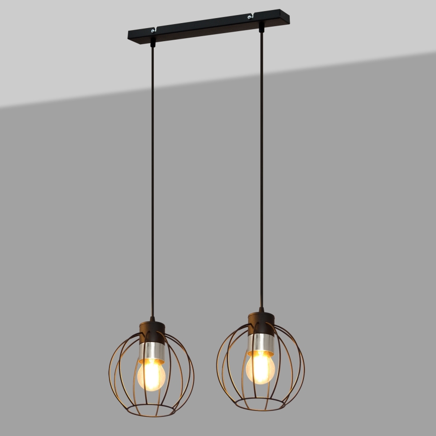 Luster na sajli STARLIGHT 2xE27/15W/230V crno/srebrno