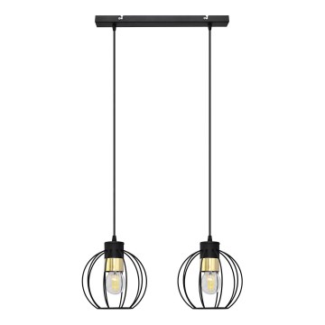 Luster na sajli STARLIGHT 2xE27/15W/230V crno/zlatna