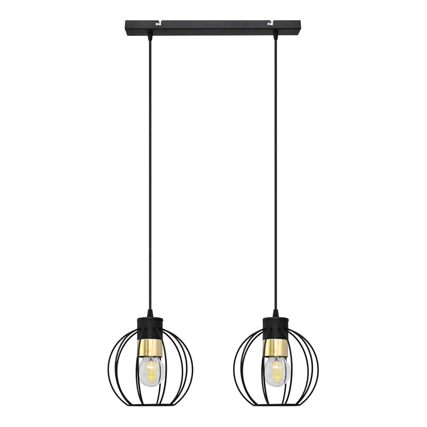 Luster na sajli STARLIGHT 2xE27/15W/230V crno/zlatna