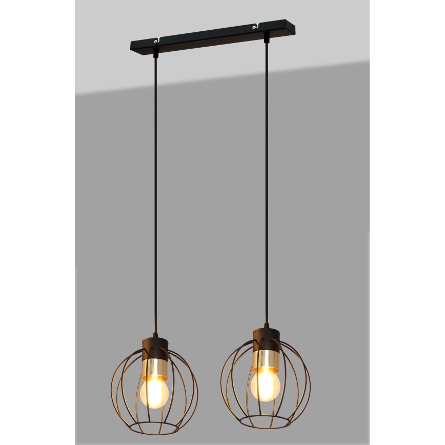 Luster na sajli STARLIGHT 2xE27/15W/230V crno/zlatna